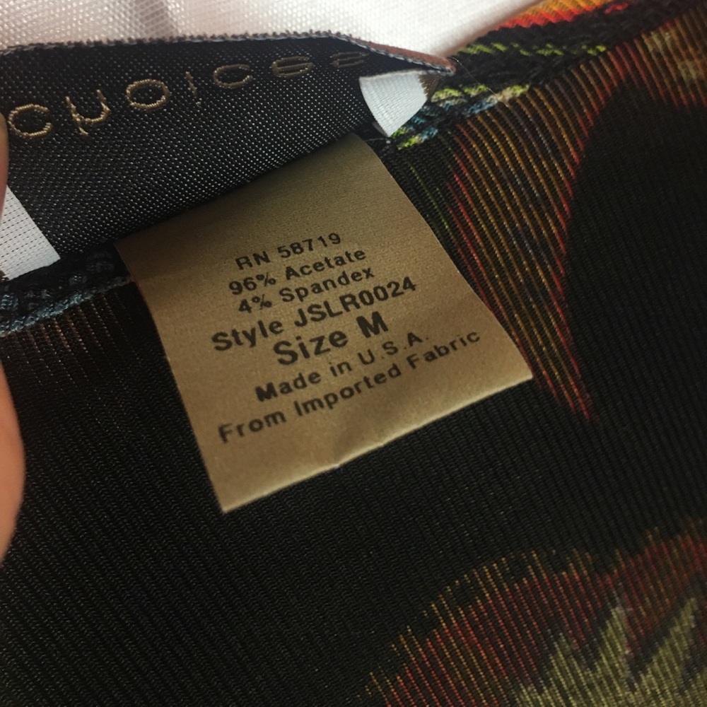 Choices | Women’s Black/Colorful Print Tie Front Blouse Top - Picture 5 of 12